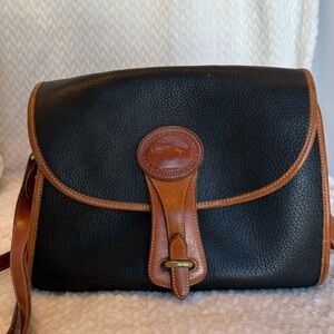 Vintage Dooney & Bourke Black and Brown Leather Crossbody Bag
